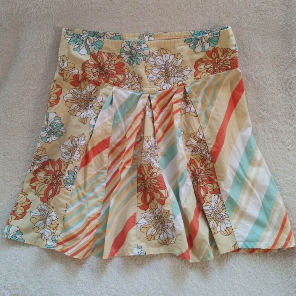 Unique Panel/Pleated Skater Skirt